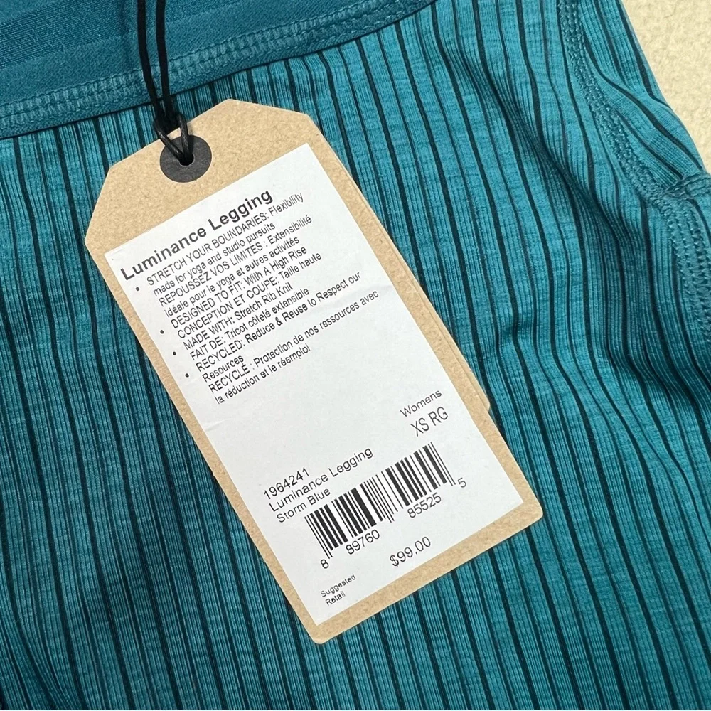 Prana Leggings Womens XS Teal Luminance High Rise Striped Storm Blue NWT